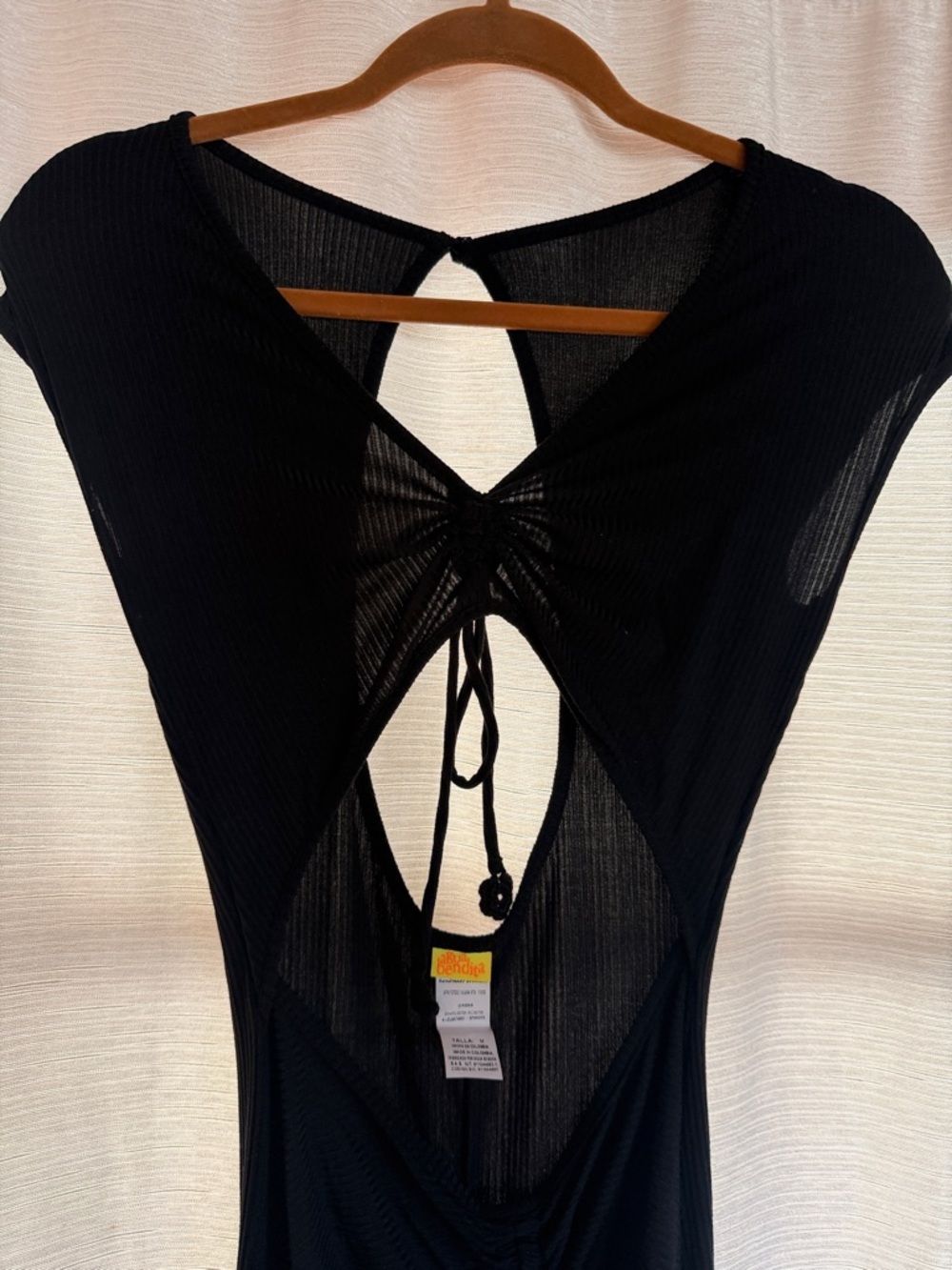 Agua Bendita Ailana Vita Black ribbed Tie-Back cutout Maxi Dress - Picture 10 of 10